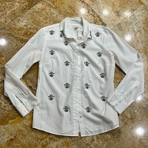 J. crew collection BNWOT embellished white oxford shirt never worn